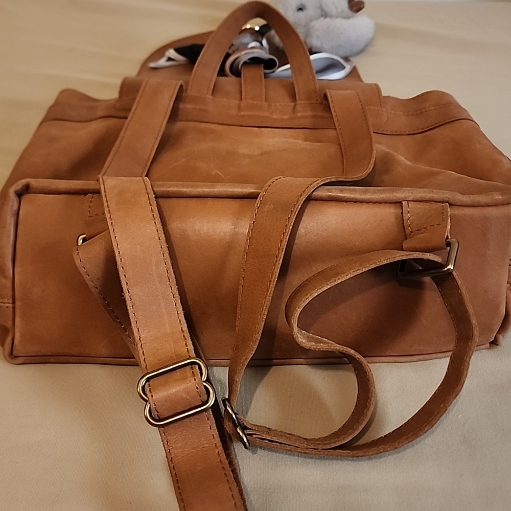 ABLE Leather Backpack Purse In Chestnut - Picture 9 of 10